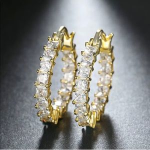 18kt Gold Plated Cubic Zirconia Hoop Earrings